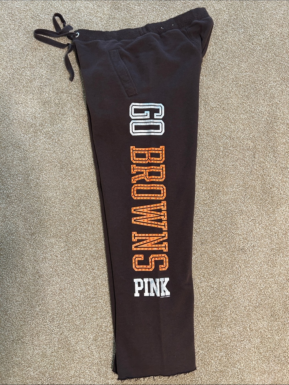Victoria's Secret PINK Chocolate Brown Cleveland Browns Logo Joggers, GO BROWNS - Picture 3 of 9
